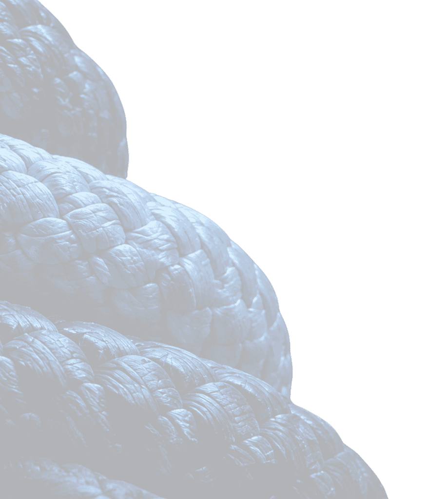 Close-up of intertwined blue ropes against a black background.
